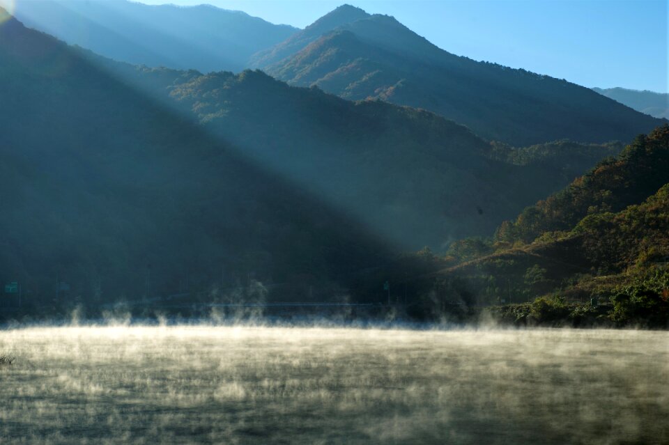 Nature lake fog