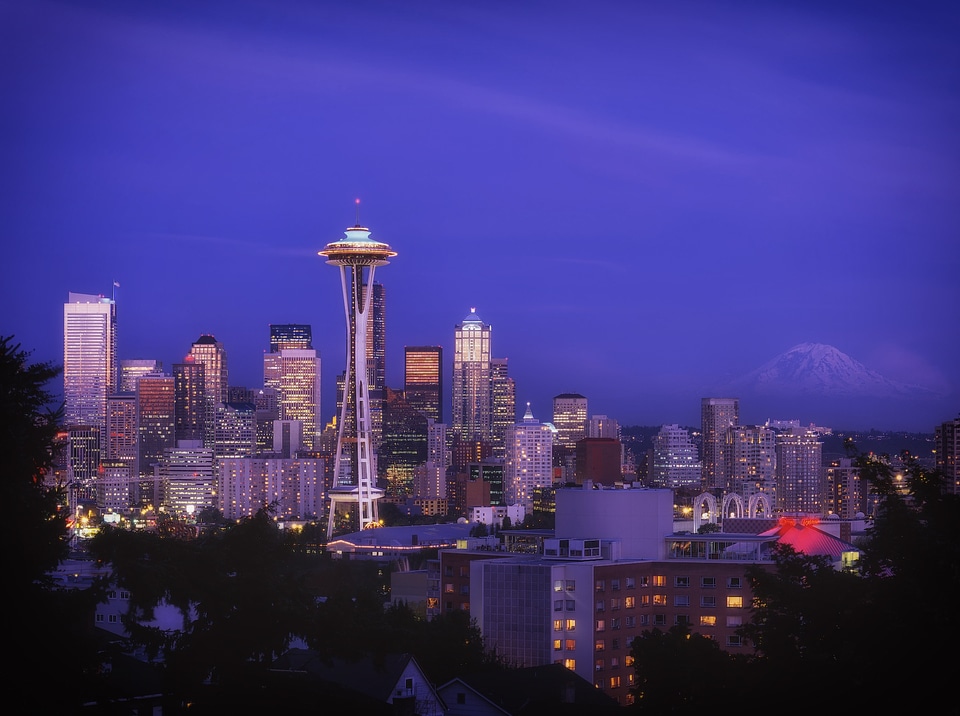 Urban skyline space needle photo