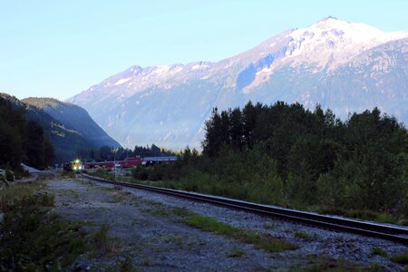 Railway mountain snow photo