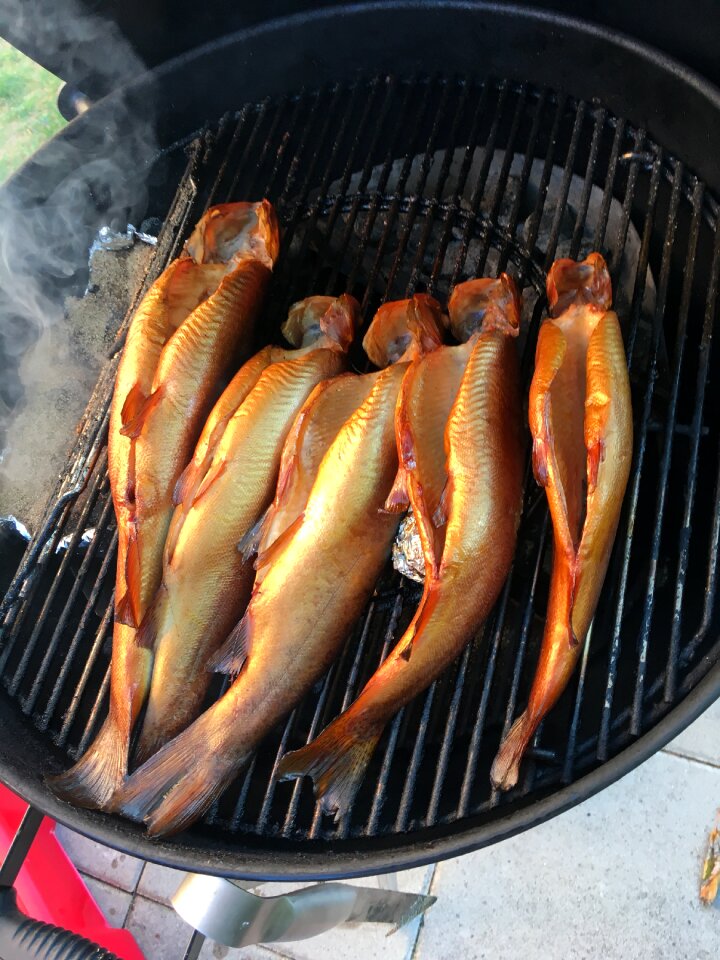 Barbecue smoking fish