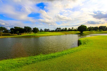Golf course grass sky