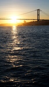 Sunset sea bridge