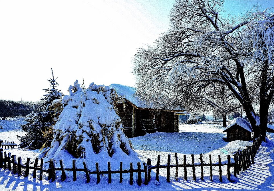 Snow village tree