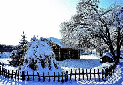 Snow village tree