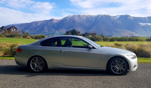 Silver car bmw coupe