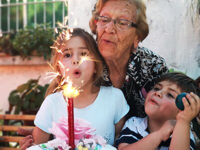 Granddaughter great-grandchildren happy