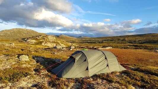 Camping camping in the wild hardangervidda