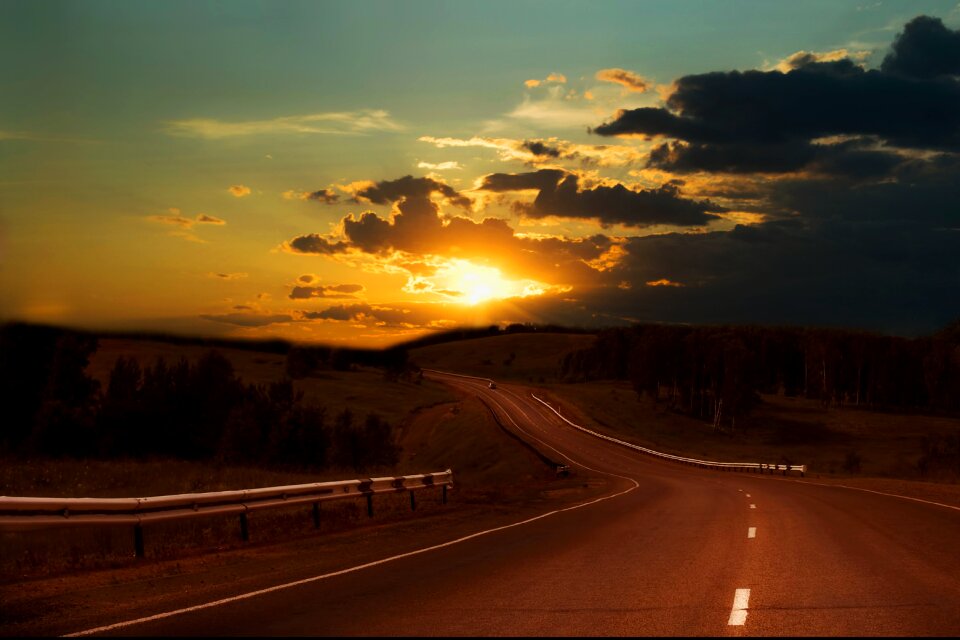 Ukraine sunset road