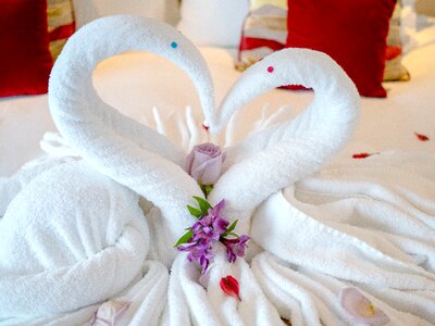 Hotel bed decorated