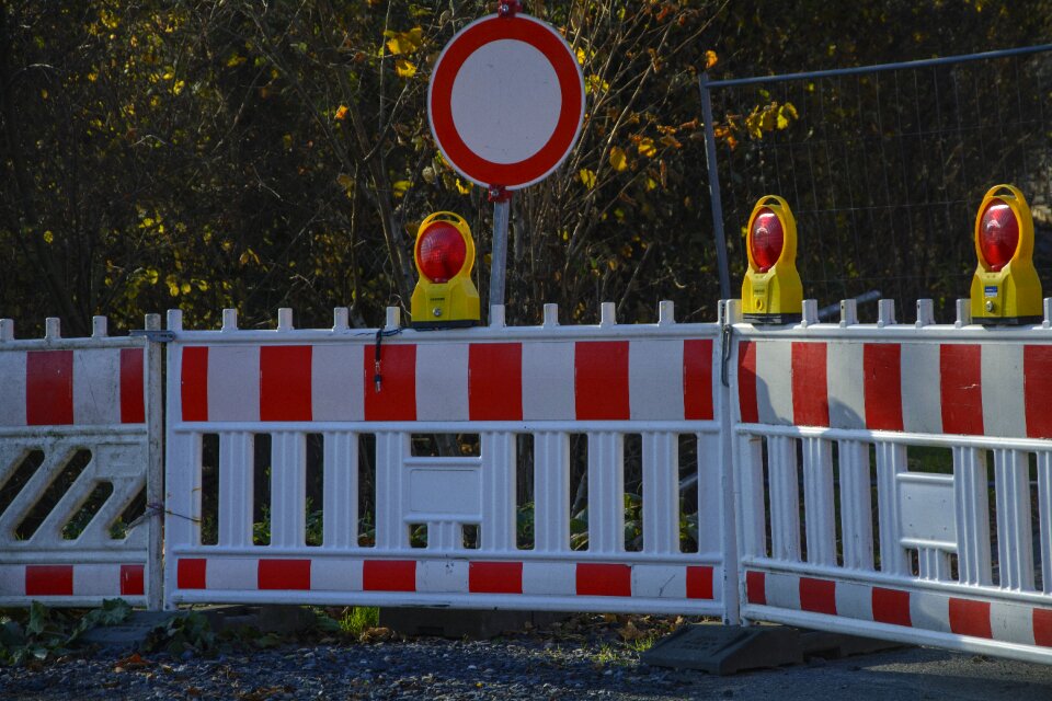 Warning road works yellow