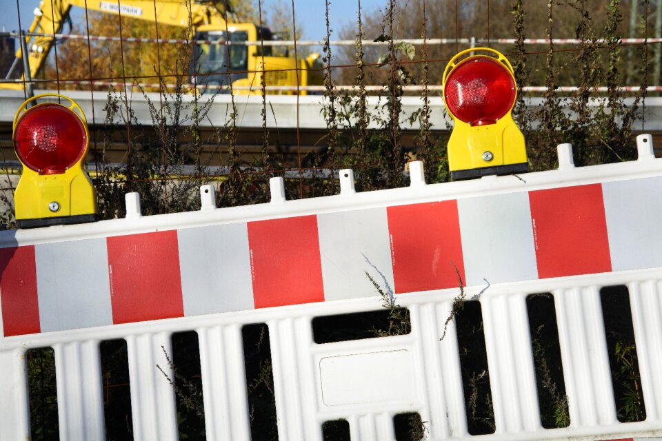 Warning road works yellow