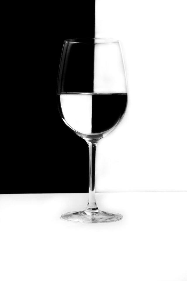 Glass black and white water
