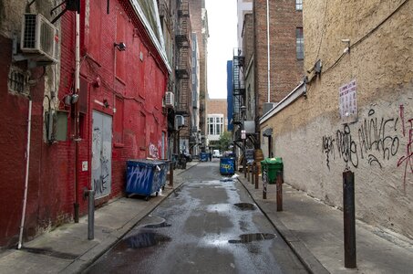 Alley trash graffiti photo