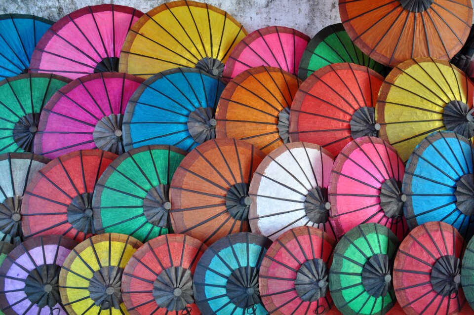 South-east asia night market umbrellas photo