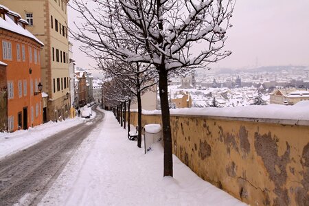 Prague prague in the winter snow
