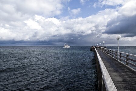 Sea bridge passenger ship horizon photo