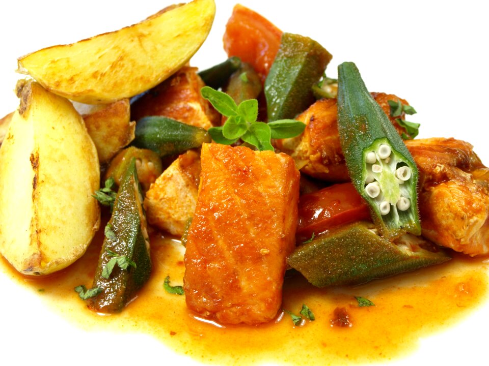 Salmon okra casserole