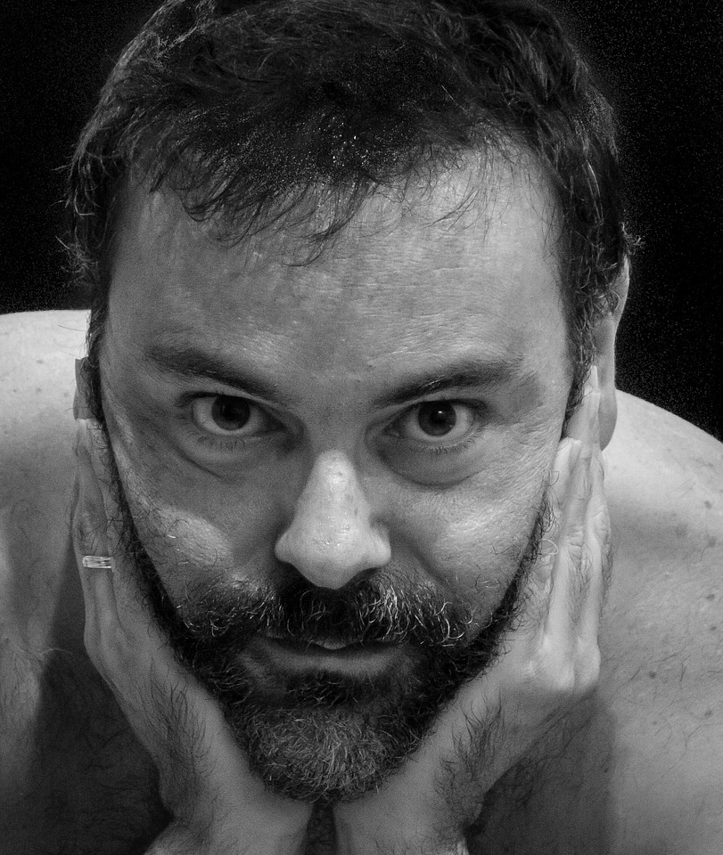 Black and white person black and white photo