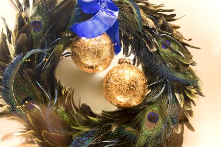 Peacock feather stylish christmas bauble photo