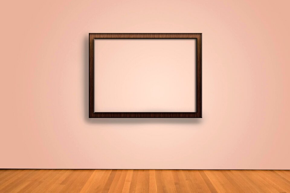 Poster mockup empty picture frame brown frame
