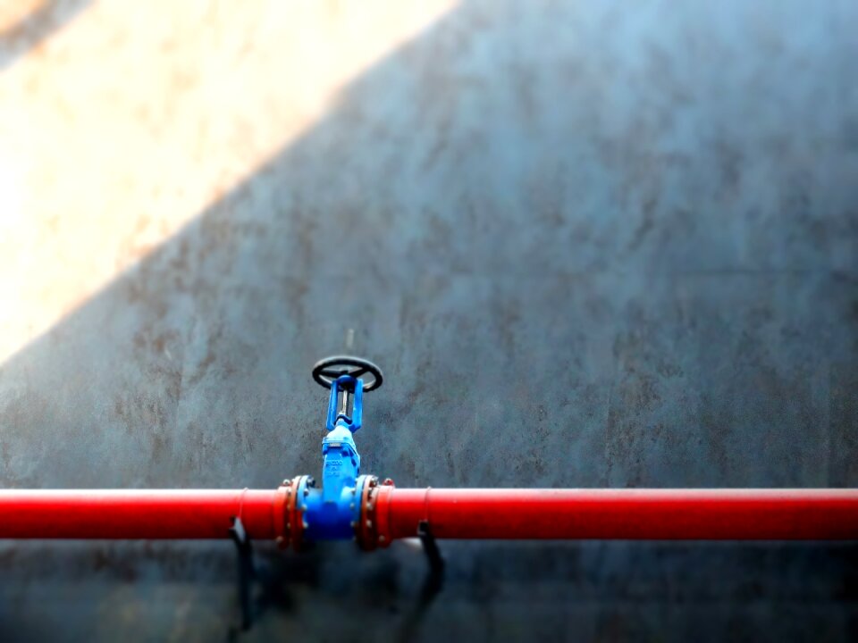 Red and blue water pipes art