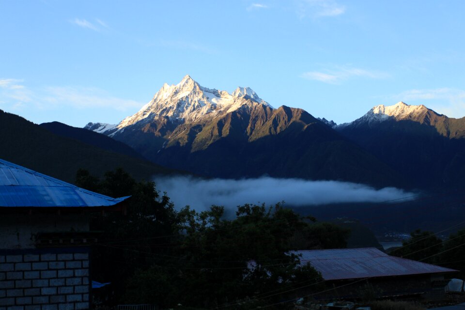 Snow mountain early in the morning sunrise