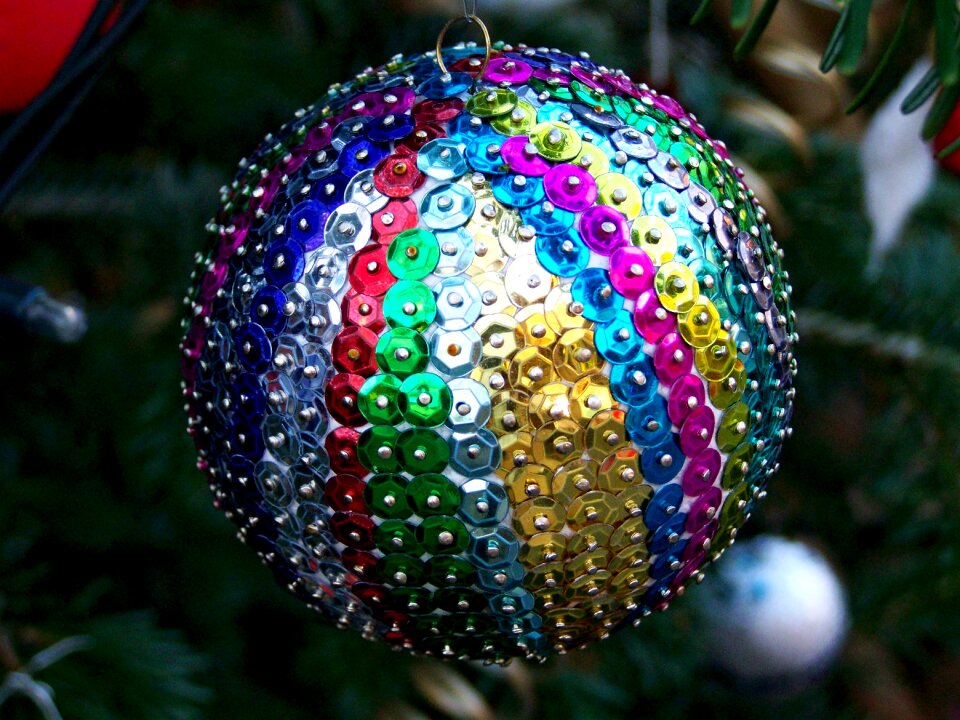 Colorful sphere christmas tree ornament holiday