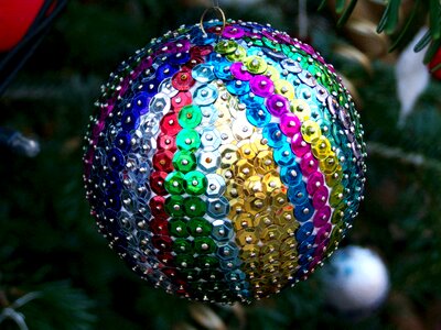 Colorful sphere christmas tree ornament holiday