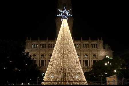 Christmas tree lights night photo