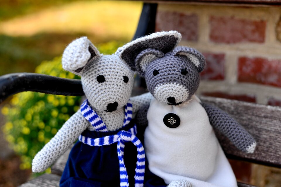 Fabric bunny crochet hand labor
