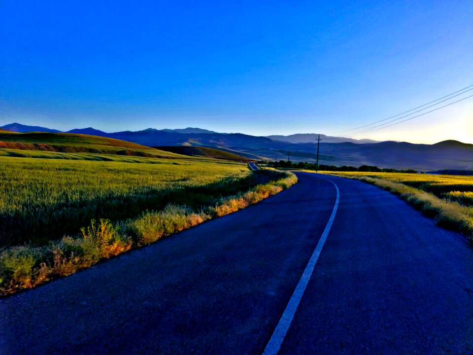 Blue asphalt farm