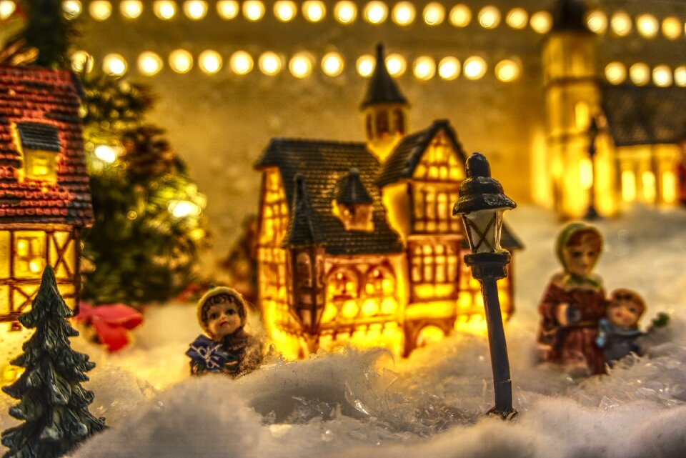 Christmas village snow art photo
