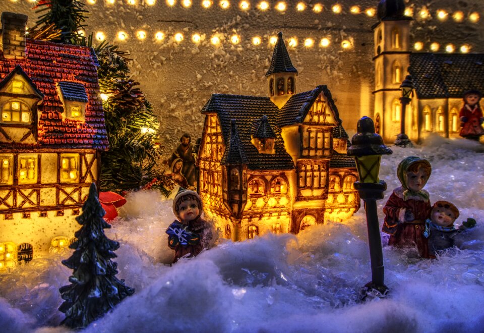 Christmas village snow art