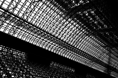 Railway station architecture black and white
