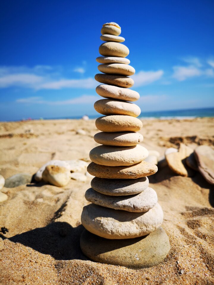Sand beach stones