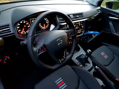 Steering wheel blue interior photo