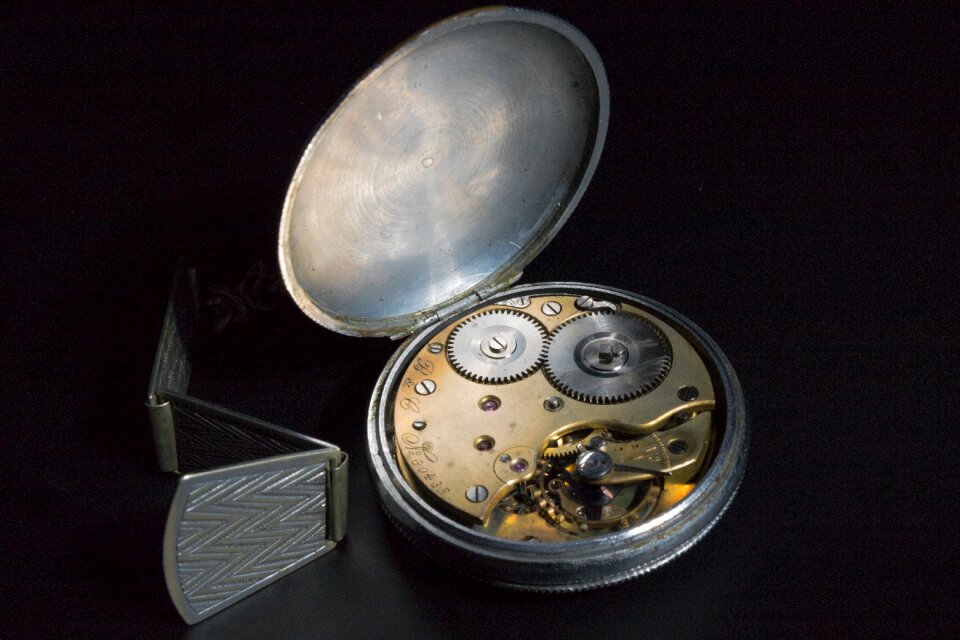 Pocket watch silver wind-up