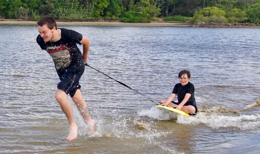 Children splash friends