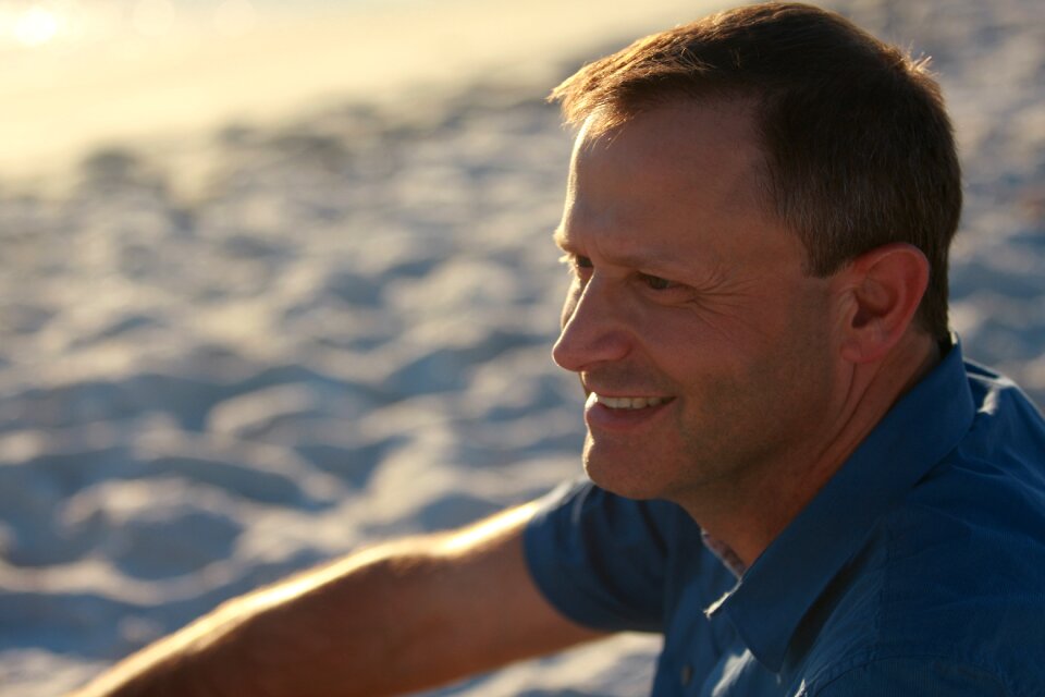 Happy male seashore