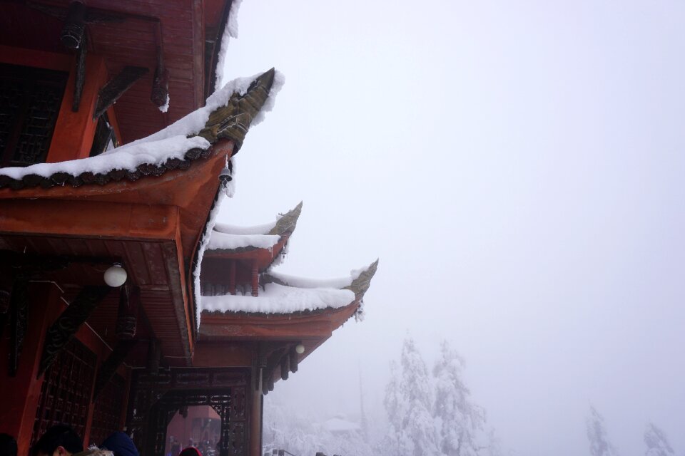 Temple ancient architecture snow