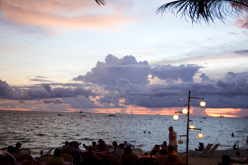 Yellow sunset on Island Boracay, Philippines