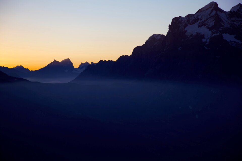 the Chamonix Valley, the sunset overlooking the glacier