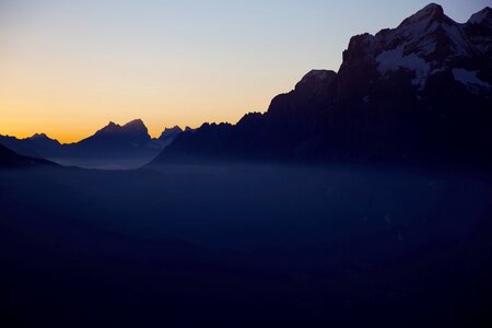 the Chamonix Valley, the sunset overlooking the glacier