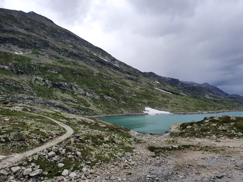Swiss mountain train Bernina Express crossed Alps
