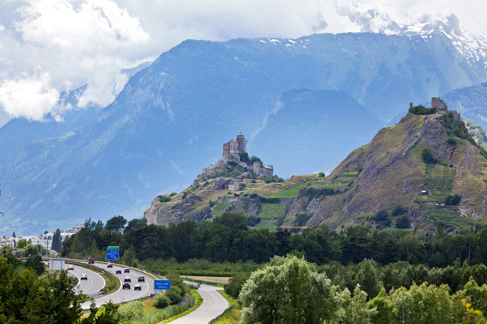 Sion skyline with Chateau de Tourbillon
