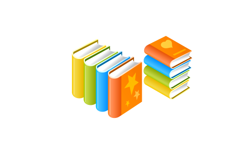 Stack of multi colored books icon