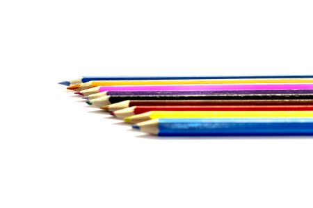 Color pencil with on whtie background,education frame concept. photo