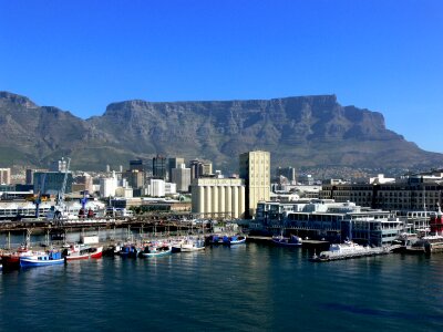 Waterfront at Cape Town harbor, with Table Mountain photo