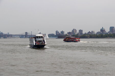 Statue of Liberty, cruise boat, New York City photo