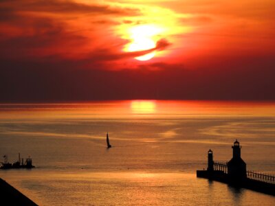 The Sun Setting over Lake Michigan photo
